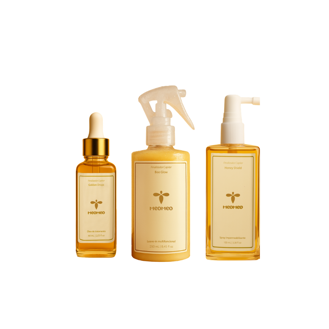 Kit Teddy: Leave-In + Spray de Blindagem + Óleo + Necessaire